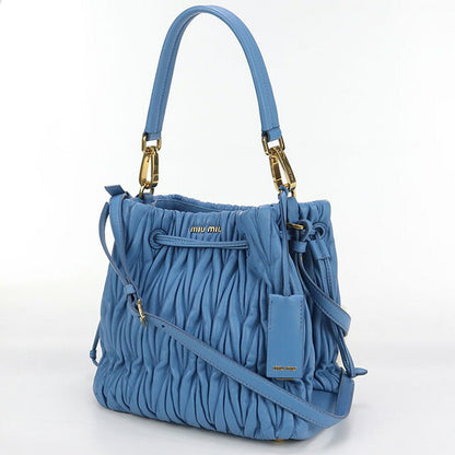 中古 ミュウミュウ ハンドバッグ レディース ブランド MIUMIU マトラッセ 2WAY レザー MI100593 ブルー バッグ USDMI100593011