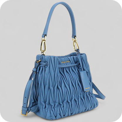 中古 ミュウミュウ ハンドバッグ レディース ブランド MIUMIU マトラッセ 2WAY レザー MI100593 ブルー バッグ USDMI100593011