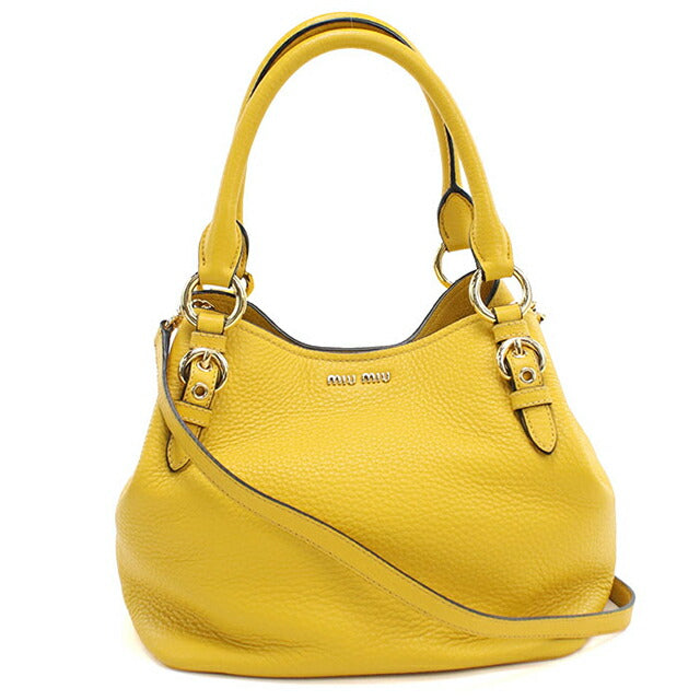 中古 ミュウミュウ トートバッグ レディース ブランド MIUMIU ヴィッテロフェニックス 2WAY レザー 5BE886 イエロー バッグ USDMI101791011