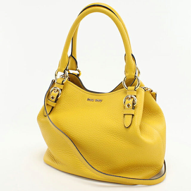 中古 ミュウミュウ トートバッグ レディース ブランド MIUMIU ヴィッテロフェニックス 2WAY レザー 5BE886 イエロー バッグ USDMI101791011