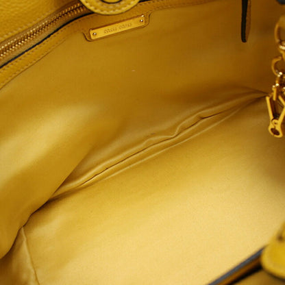 中古 ミュウミュウ トートバッグ レディース ブランド MIUMIU ヴィッテロフェニックス 2WAY レザー 5BE886 イエロー バッグ USDMI101791011