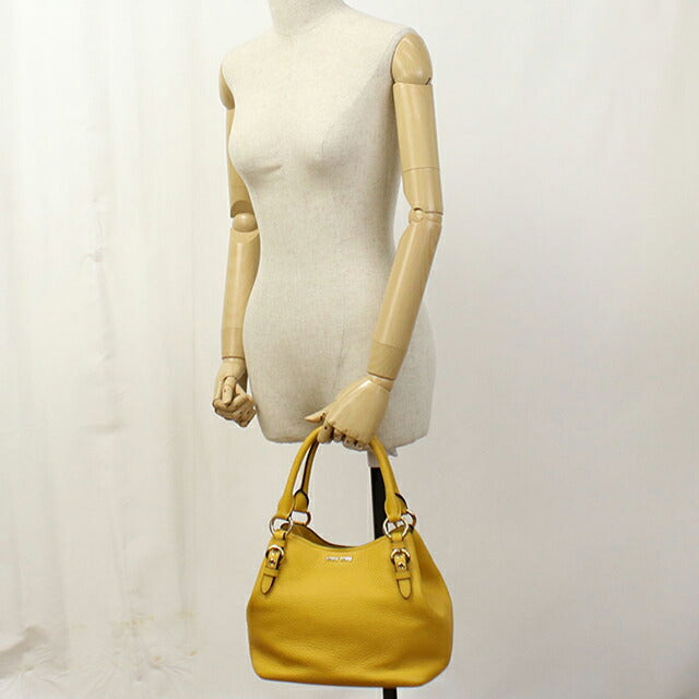 中古 ミュウミュウ トートバッグ レディース ブランド MIUMIU ヴィッテロフェニックス 2WAY レザー 5BE886 イエロー バッグ USDMI101791011