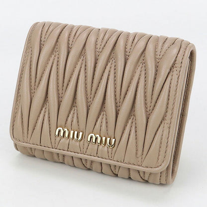 二手 Miu Miu 三折钱包 女士品牌 MIUMIU Matelasse 5MH016 米色钱包 USDMI101831011