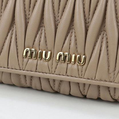二手 Miu Miu 三折钱包 女士品牌 MIUMIU Matelasse 5MH016 米色钱包 USDMI101831011