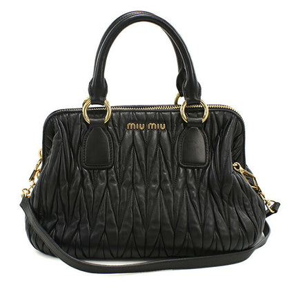 二手 Miu Miu 手提包 女士品牌 MIUMIU Matelasse 2WAY 皮革黑色包 USDMI101883011