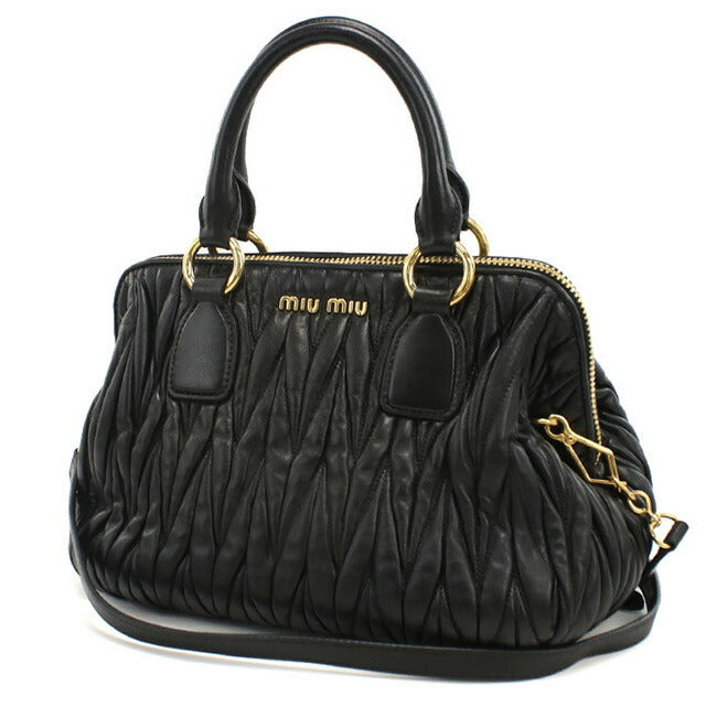 二手 Miu Miu 手提包 女士品牌 MIUMIU Matelasse 2WAY 皮革黑色包 USDMI101883011