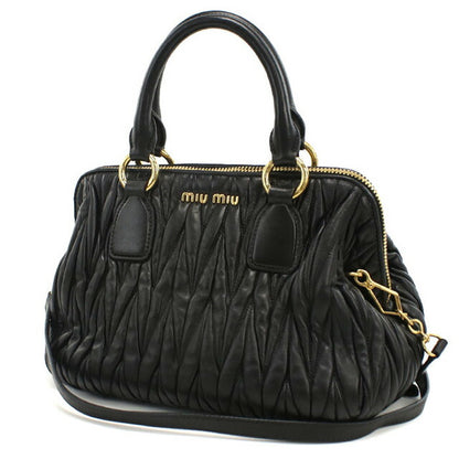 二手 Miu Miu 手提包 女士品牌 MIUMIU Matelasse 2WAY 皮革黑色包 USDMI101883011