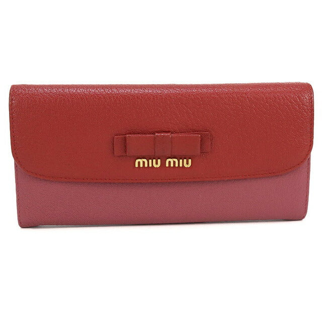中古 ミュウミュウ 長財布二折 レディース ブランド MIUMIU レッド