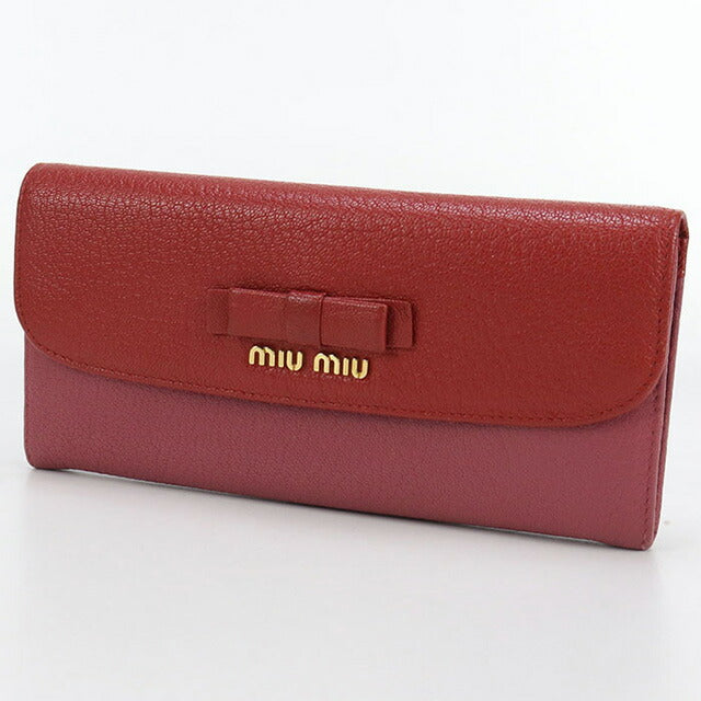 中古 ミュウミュウ 長財布二折 レディース ブランド MIUMIU レッド 財布 USDMI102796011