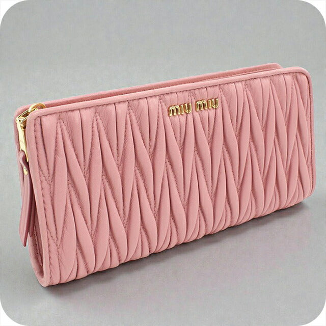 中古 ミュウミュウ 長財布L字ファスナー レディース ブランド MIUMIU マテラッセ 5ML010 N88 F0028 ピンク 財布 USDMI103648011
