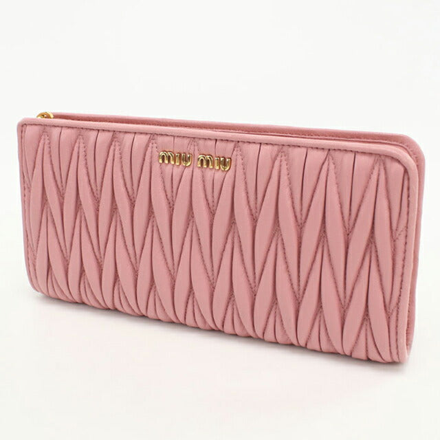 中古 ミュウミュウ 長財布L字ファスナー レディース ブランド MIUMIU マテラッセ 5ML010 N88 F0028 ピンク 財布 USDMI103648011