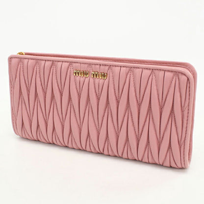 中古 ミュウミュウ 長財布L字ファスナー レディース ブランド MIUMIU マテラッセ 5ML010 N88 F0028 ピンク 財布 USDMI103648011