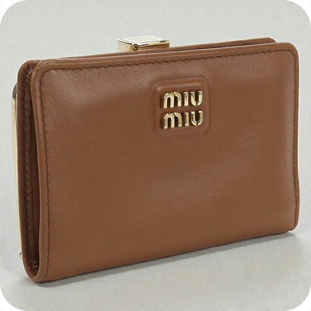 二手 Miu Miu 双折钱包 女士品牌 MIUMIU 皮革棕色钱包 USDMI103978011