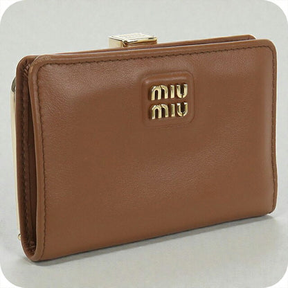 二手 Miu Miu 双折钱包 女士品牌 MIUMIU 皮革棕色钱包 USDMI103978011