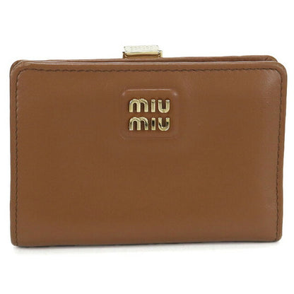 二手 Miu Miu 双折钱包 女士品牌 MIUMIU 皮革棕色钱包 USDMI103978011