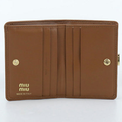 二手 Miu Miu 双折钱包 女士品牌 MIUMIU 皮革棕色钱包 USDMI103978011