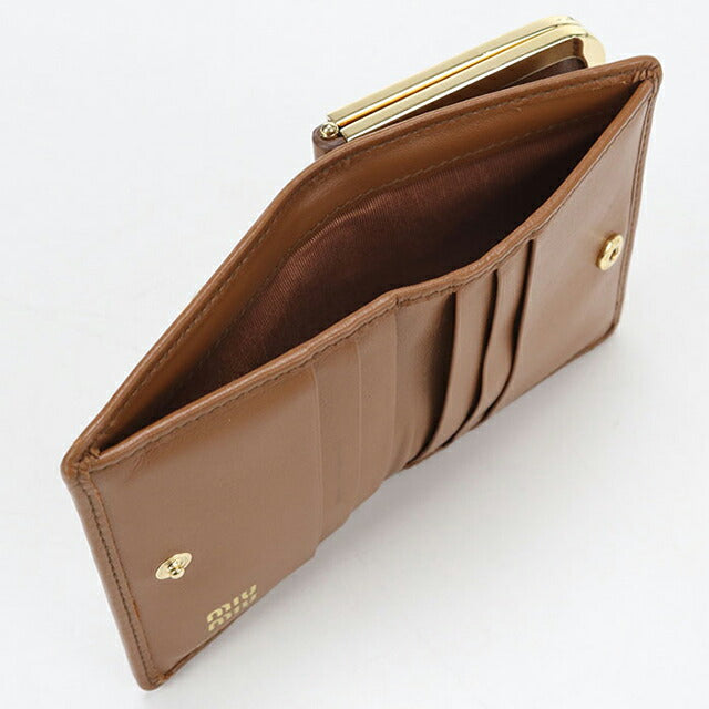 ミュウ ミュウ ロゴ 二つ折り財布 レディース 【中古】 MIU MIU - MIUMIU ミュウミュウ ロゴ 二つ折り財布（小銭入れあり