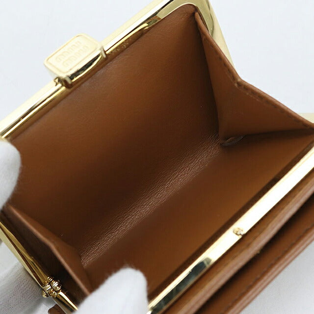 二手 Miu Miu 双折钱包 女士品牌 MIUMIU 皮革棕色钱包 USDMI103978011