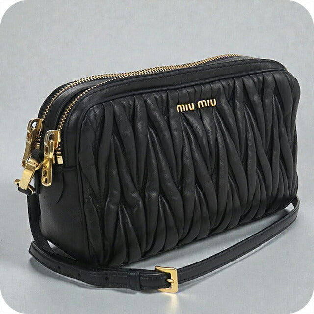 中古 ミュウミュウ 斜め掛け ショルダーバッグ レディース ブランド MIUMIU マテラッセ レザー ブラック バッグ USDMI104052011