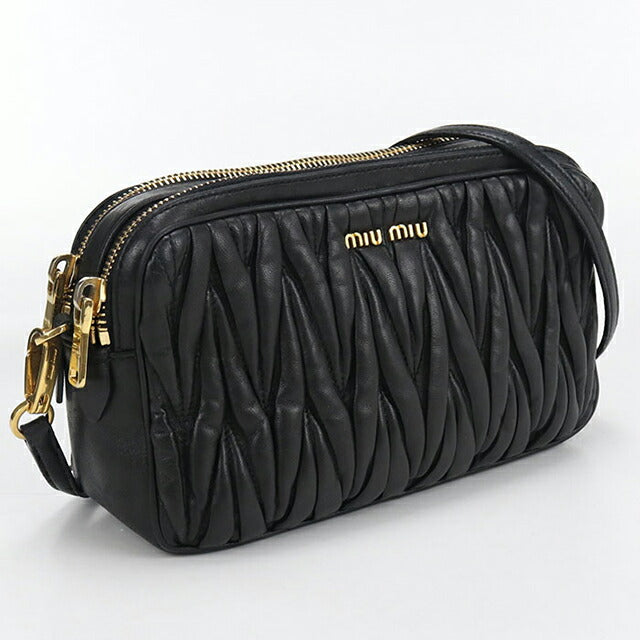 中古 ミュウミュウ 斜め掛け ショルダーバッグ レディース ブランド MIUMIU マテラッセ レザー ブラック バッグ USDMI104052011
