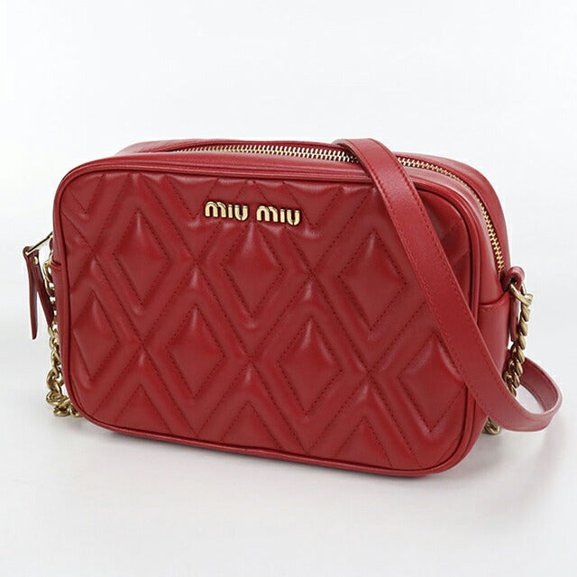 二手 Miu Miu 斜挎单肩包 女士品牌 MIUMIU 链条皮革红色包 USDMI104056011