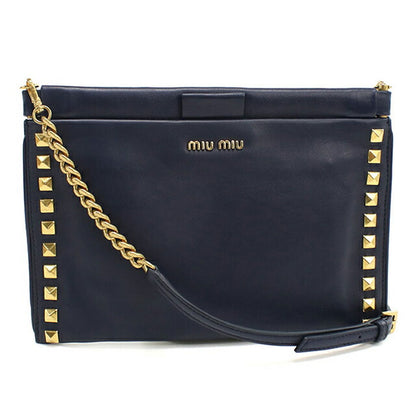 中古 ミュウミュウ 斜め掛け ショルダーバッグ レディース ブランド MIUMIU 2WAYチェーンショルダーバッグ 5BH356 2A8P F0016 ネイビー USDMI104434011