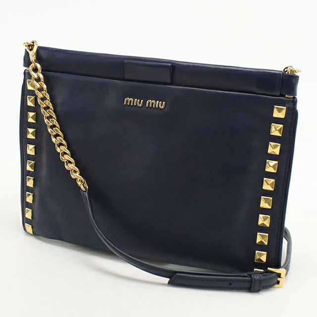 中古 ミュウミュウ 斜め掛け ショルダーバッグ レディース ブランド MIUMIU 2WAYチェーンショルダーバッグ 5BH356 2A8P F0016 ネイビー USDMI104434011