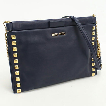 中古 ミュウミュウ 斜め掛け ショルダーバッグ レディース ブランド MIUMIU 2WAYチェーンショルダーバッグ 5BH356 2A8P F0016 ネイビー USDMI104434011