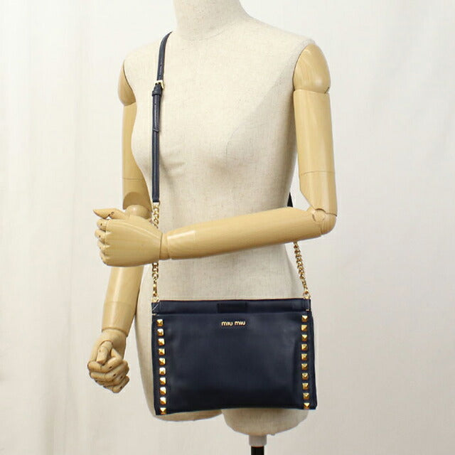 中古 ミュウミュウ 斜め掛け ショルダーバッグ レディース ブランド MIUMIU 2WAYチェーンショルダーバッグ 5BH356 2A8P F0016 ネイビー USDMI104434011