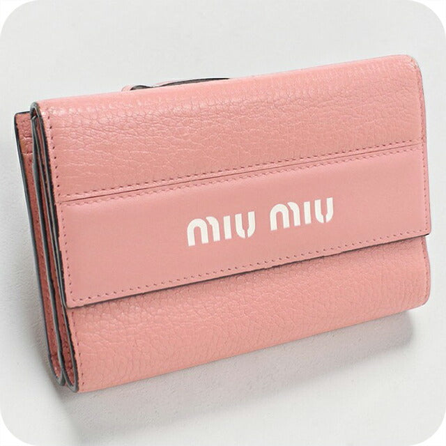 中古 ミュウミュウ 三つ折り財布 三折財布 レディース ブランド MIUMIU マドラス レザー 5ML014 ピンク 財布 USDMI105739011