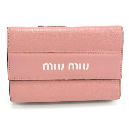 中古 ミュウミュウ 三つ折り財布 三折財布 レディース ブランド MIUMIU マドラス レザー 5ML014 ピンク 財布 USDMI105739011