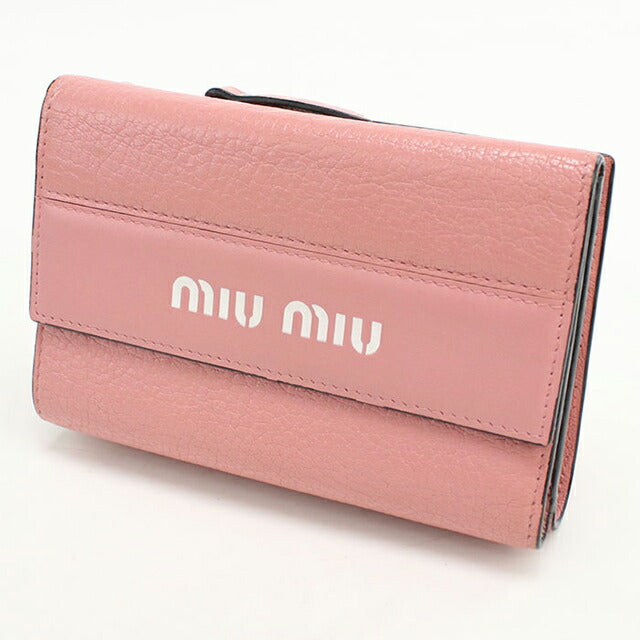 中古 ミュウミュウ 三つ折り財布 三折財布 レディース ブランド MIUMIU マドラス レザー 5ML014 ピンク 財布 USDMI105739011