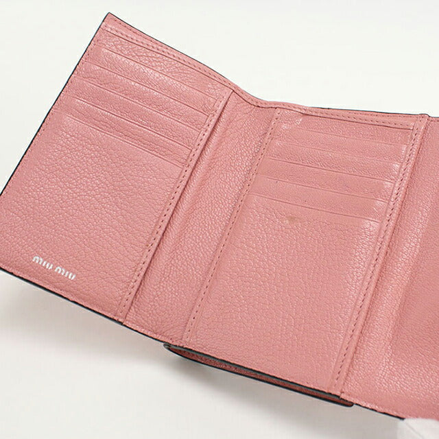 中古 ミュウミュウ 三つ折り財布 三折財布 レディース ブランド MIUMIU マドラス レザー 5ML014 ピンク 財布 USDMI105739011