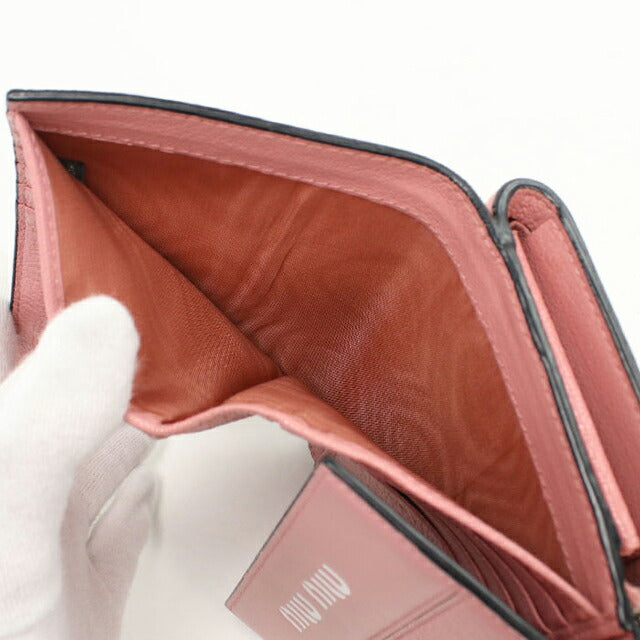 中古 ミュウミュウ 三つ折り財布 三折財布 レディース ブランド MIUMIU マドラス レザー 5ML014 ピンク 財布 USDMI105739011