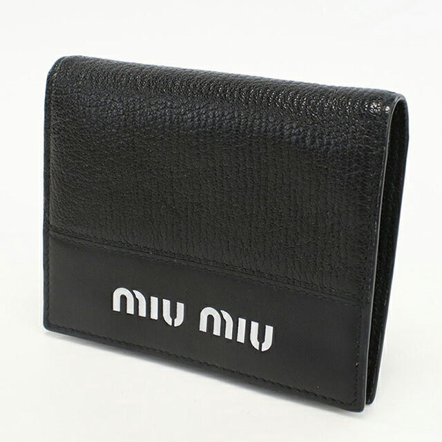 二手 Miu Miu 双折钱包 女士品牌 MIUMIU 皮革黑色钱包 USDMI105997011