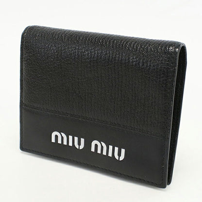 二手 Miu Miu 双折钱包 女士品牌 MIUMIU 皮革黑色钱包 USDMI105997011