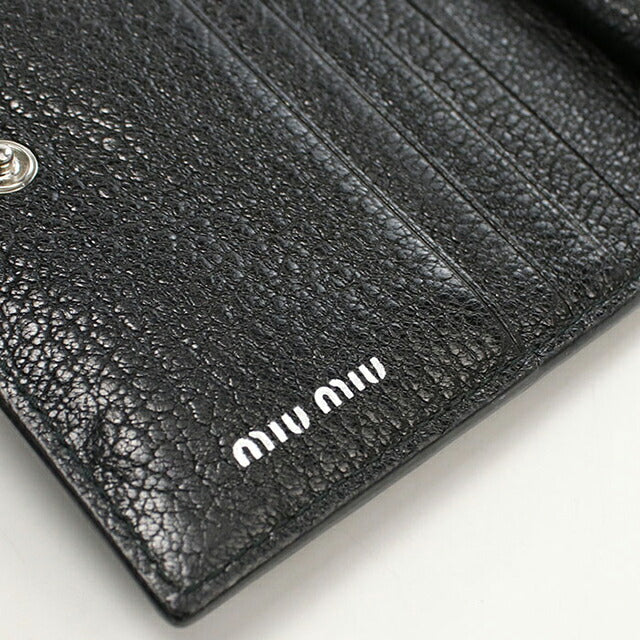 二手 Miu Miu 双折钱包 女士品牌 MIUMIU 皮革黑色钱包 USDMI105997011