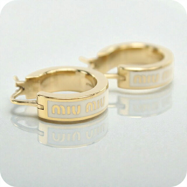 中古 ミュウミュウ ピアス レディース ブランド MIUMIU エナメル メタル ピアス ゴールド アクセサリー USDMI106158011