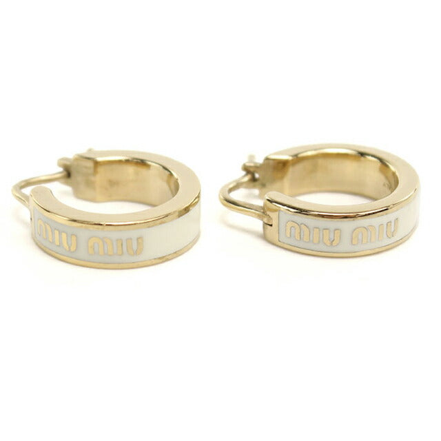 中古 ミュウミュウ ピアス レディース ブランド MIUMIU エナメル メタル ピアス ゴールド アクセサリー USDMI106158011