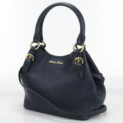 二手 Miu Miu 手提包女士品牌 MIUMIU 2WAY 皮革海军蓝包 USDMI106418011