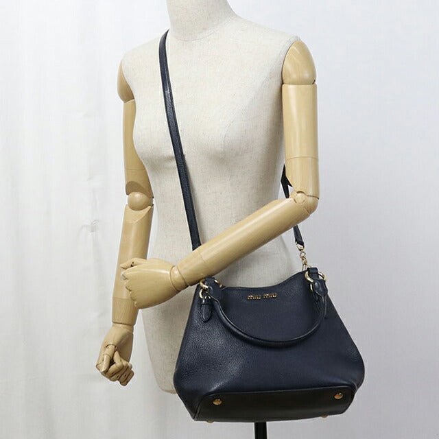 二手 Miu Miu 手提包女士品牌 MIUMIU 2WAY 皮革海军蓝包 USDMI106418011