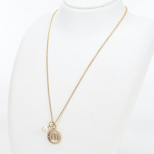 中古 ミュウミュウ ネックレス レディース ブランド MIUMIU ラインストーン ゴールド アクセサリー USDMI106631011