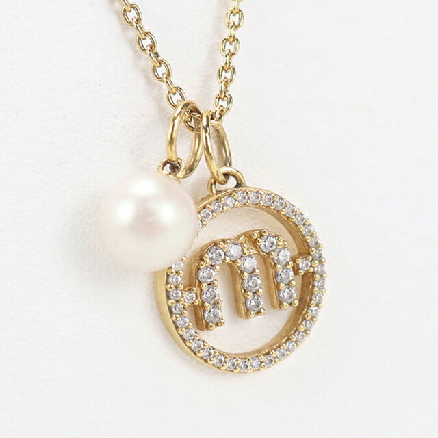 中古 ミュウミュウ ネックレス レディース ブランド MIUMIU ラインストーン ゴールド アクセサリー USDMI106631011