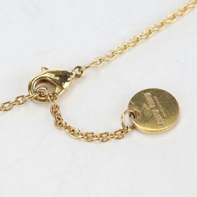 中古 ミュウミュウ ネックレス レディース ブランド MIUMIU ラインストーン ゴールド アクセサリー USDMI106631011