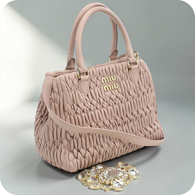 中古 ミュウミュウ トートバッグ レディース ブランド MIUMIU マテラッセ 2WAY ピンク バッグ USDMI106714011