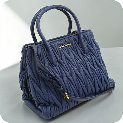 中古 ミュウミュウ トートバッグ レディース ブランド MIUMIU マテラッセ 2WAY ブルー バッグ USDMI106715011