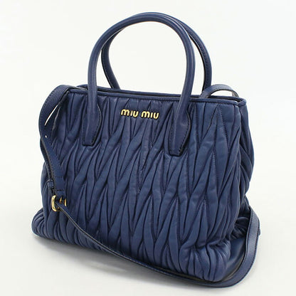 中古 ミュウミュウ トートバッグ レディース ブランド MIUMIU マテラッセ 2WAY ブルー バッグ USDMI106715011