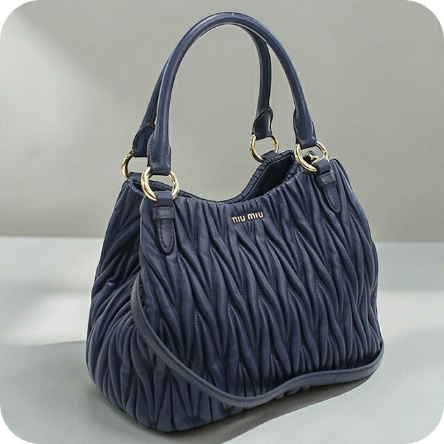 中古 ミュウミュウ トートバッグ レディース ブランド MIUMIU マテラッセ 2WAY 5BE886 N88 F0016 ネイビー バッグ USDMI106729011