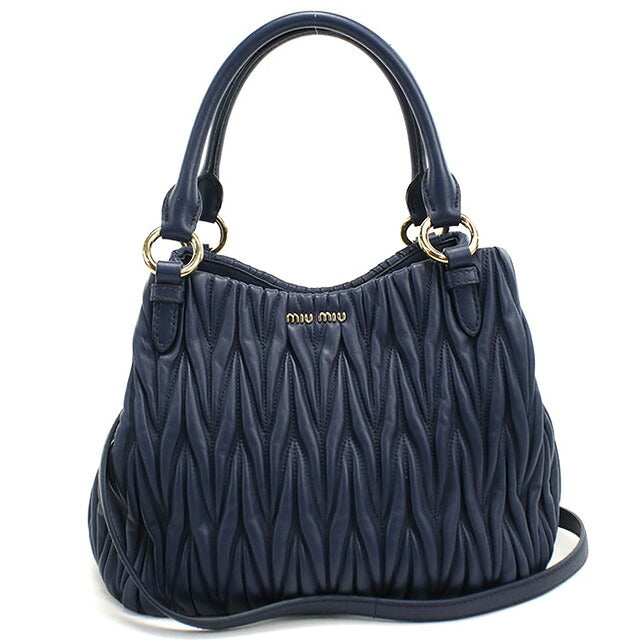 中古 ミュウミュウ トートバッグ レディース ブランド MIUMIU マテラッセ 2WAY 5BE886 N88 F0016 ネイビー バッグ USDMI106729011