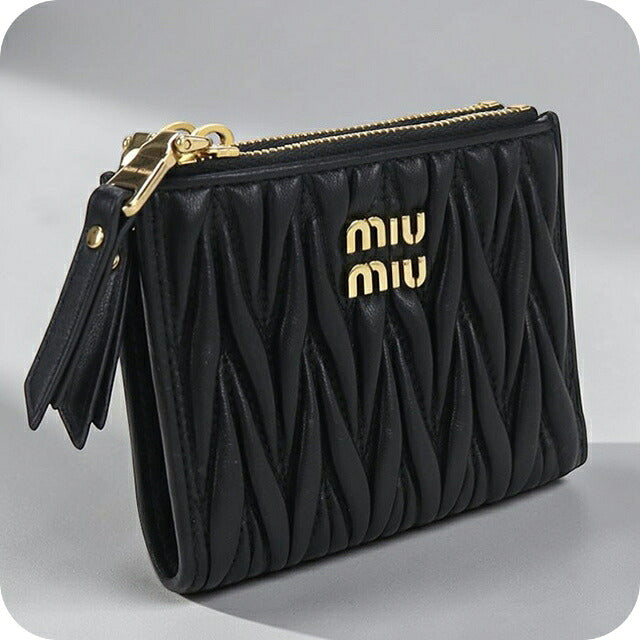 中古 ミュウミュウ 二つ折り財布 二折財布 レディース ブランド MIUMIU マテラッセ 5ML024 ブラック 財布 USDMI107201011